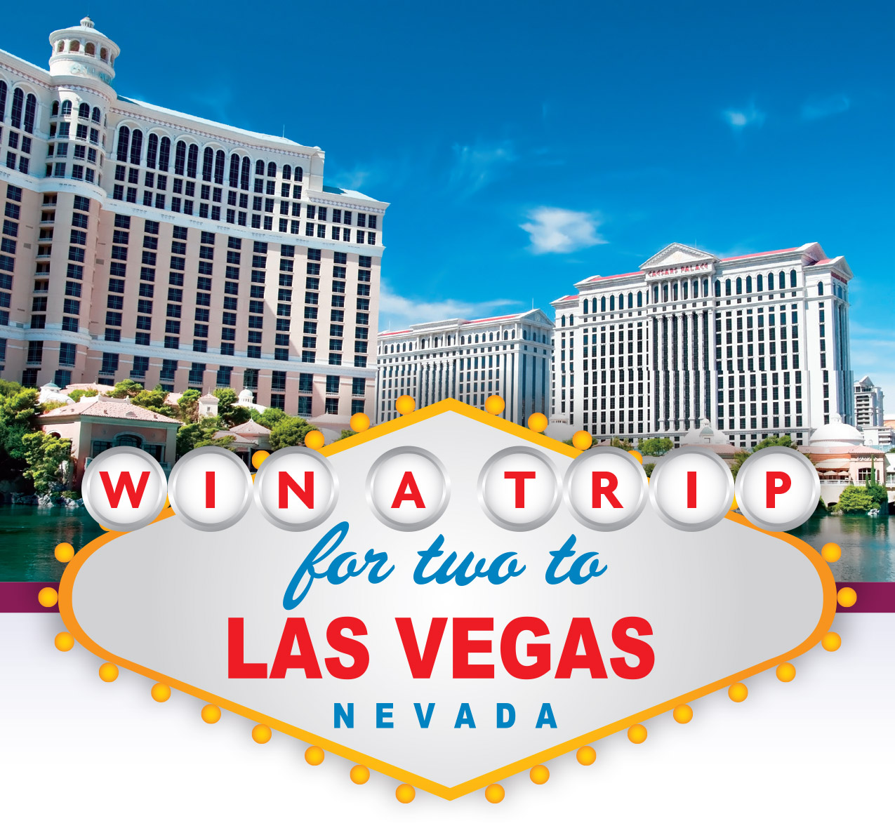 A landscape picture of Las Vegas woth a Trip promotion